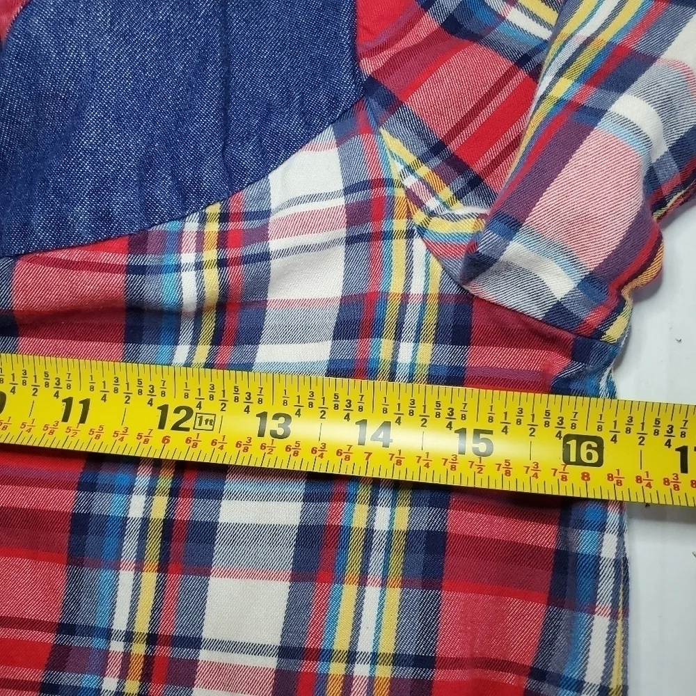 Hanna Andersson Christmas Plaid & Denim Long Sleeved Dress Size 140/US Girl's 10